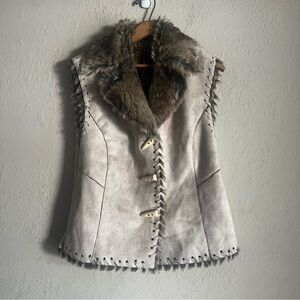 Vintage Faux Suede/Fur Combo Western Vest by Scully